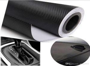 127x30cm 3D Black Carbon Fiber Vinyl Film Carbon Fiber Car Wrap Sheet Roll Film Tools Sticker Clister Decal Car Styling1631254