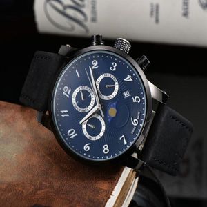 Todos os mostradores trabalhando orologio di lusso relógio masculino de alta qualidade couro quartzo cronógrafo movimento masculino esporte relógios319e