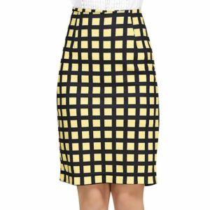 ドレスハイウエストペンシルスカートプラスサイズファッション女性のミディ格子縞のスカートストレッチハイウエストスカート