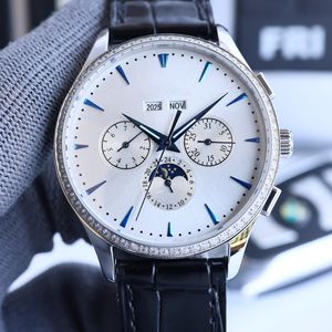 ZF Factory Men Watch Designer Watch 40mm Caliber 9015 Movement Diamond Dial Leather Strap Sapphire Crystal Mirror Luminous Waterproof Watch Moon Phase Watch