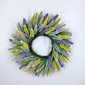 Decorative Flowers Spring Wreath Elegant Lifelike Wedding Party Artificial Flower Hanging For Indoor Patio Home Window Garden