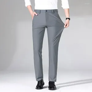 Abiti da uomo Estate Elastico A Vita Alta Business Casual Pantaloni 2024 Uomini Allentati Etero Confortevole Morbido Fresco SuiPants Grigio Nero