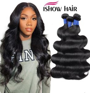 Ishow 838 polegadas 10A Mink Brazillian Straight Body Solto Onda Profunda Kinky Curly Não Processado Brasileiro Peruano Indiano Cabelo Humano Weav2073487