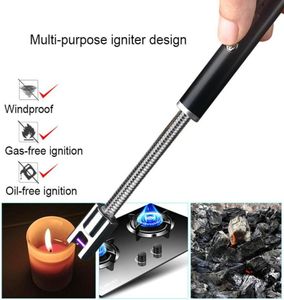 Pulsed Arc Flameless Lighter Rechargeable Rotate 360 Degrees Hose USB Kitchen Lighter Windproof Electronic Cigarette Lighter noce69135145