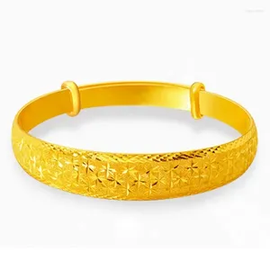 Bangle Exquisite Women's 9999 Real Gold Armband Wide Dragon och Phoenix justerbar 18k