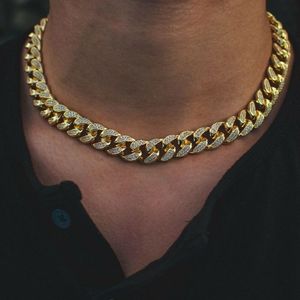 12mm Iced Miami Diamond Cuban Link Chain Real 14k Amarelo Ouro Sólido Corrente Cubana 16inch 18inch 20inch 22inch Cubic Zirconia Jewelry287m