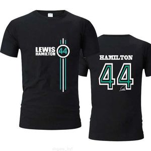 여름 포뮬러 원 레이서 Lewis Hamilton F1 레이싱 팬 짧은팔 No.44 대형 티셔츠 남성/여성 패션 스트리트웨어