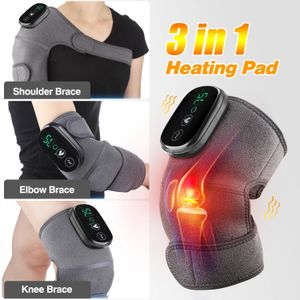 Elektrisk uppvärmning Knädyna vibrationsmassageben Joint armbåge Support Axelvärmning Relieve Artrit Temperatur Massager 240305
