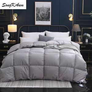 Songkaum 95 % White Goose Duck Down Quilt Kołdra High-end Wygodne kołdry domowe 100 % bawełniany okładka królowa Królowa Pełna rozmiar LJ201205Q