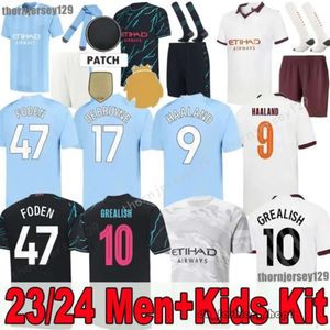 サッカージャージHaaland Gvardiol de Bruyne Foden Man Citys Mans Cities Final Istanbul Kit Grealish Shird Kids 23 24 Jalvarez Mancheste New Year Uniform 268