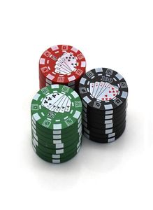 Langlebige Pokerchip-Räucherbrecher, vierstufige kreisförmige Kräutermühle, Kunststoff-Rauchmühlen-Werkzeuge, 4126 mm, Farbe Schwarz, Grün, Rot, 5 5387293