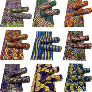 100% Cotton Top Golden Powder Prints Real Wax African Tyg Senaste designer Sying Wedding Dress Tissu Making Craft Loincloth 210299n