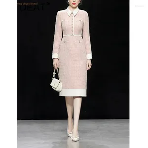 Casual Dresses Y-Y Women's Fashion Tweed Dress Lapel Long Sleeve High Waist Single Breasted Elegant Slim Day Valentine's Autumn