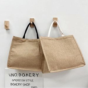 Sacos de compras Tote de linho Shopper Bolsas Vintage Mulheres Grandes Bolsas de Praia de Verão Portátil Eco Alta Capacidade Alça Superior