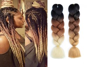 Synthetic Hair Braids Ombre Braiding Hair Box Braid Hair Pink Purple Green Grey Yellow Golden Colors Crochet braids Kanekalon1488806