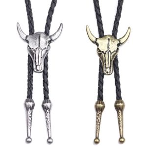 Fashion Mens Leather Cow Head Bolo Tie Necklace Jewelry Retro Western Cowboy Mens Gifts Necktie Men Accessories241n