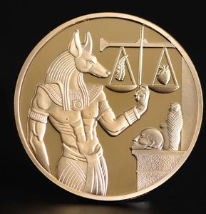 Gold Plated Egypt Death Protector Anubis Coin Copy Coins Egyptian God Of Death Commemorative Coins Collection Gift