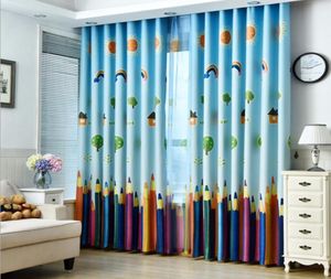 Children Pencil Curtain Cartoon Printed Window Drapes Sheer Tulle Voile Curtains for Kids Living Room Bedroom Window Treatment9441283