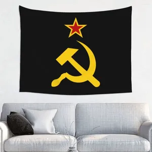 Wandteppiche, individueller Hippie-Tapisserie mit russischer sowjetischer Flagge, Wandbehang, Heimdekoration, CCCP-UdSSR-Hammer und Sichel-Wohnheimdekoration