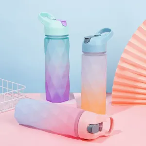 Water Bottles 600ml Women Men Sports Portable Rainbow Gradient Drinking Cup Travel Kettle Bottle Jugs