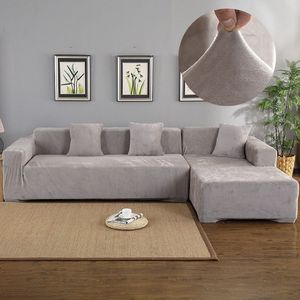 Velvet 2pcs Covers for Corner Sofa Living Room L Shaped Couch Slipcover Case Chaise Longue Corner Sofa Cover Elastic Stretch297l