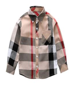 Fashion Boy Kids Shirt Clothes 38Y Spring New Long Sleeve Big Plaid TShirt Toddler Brand Pattern Lapel Whole30163967410