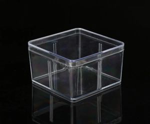 Caixa plástica quadrada por atacado 9.5*9.5cm para pequenos acessórios caixas de embalagem transparentes do pvc com recipiente da tampa sn725 11 ll