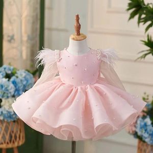 Flicka klänningar baby spanska lolita prinsessan boll klänning pärla design födelsedagsfest dopkläder påsk eid för flickor