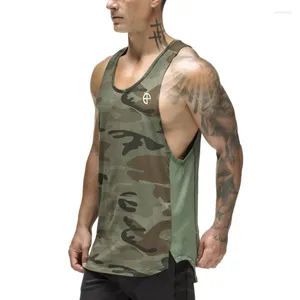 Canotte da uomo Canotte mimetiche verde militare Ad asciugatura rapida Abbigliamento fitness traspirante estivo T-shirt sportiva senza maniche Muscolare