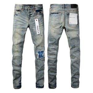 Purple Brand jeans with American high street distressed paint spots