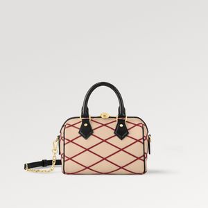 Explosion NEW Women's Speed ​​y 20 M24261 Bege Red Lambskin cadeado dourado Bolsa com fecho de correr duplo alças superiores corrente removível vermelho profundo padrão Malletage Designer