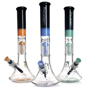 Phoenixstar Glass Beaker Water Pipe with 8 arms percs Recycler Bong Glass Smoking WaterPipe Bong 16'' Tall water pipe Straight Tube