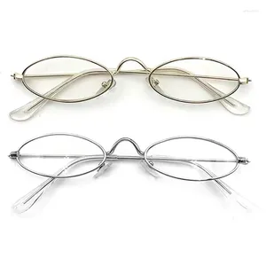 Sunglasses Simple Metal Frame Y2K Small Oval Eyeglasses Women Girls Thin Glasses Gold Silver Reading Plain Eyewears Anti Blue Light Uv400