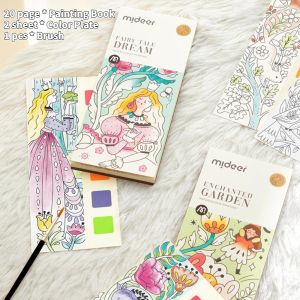 Number Mideer Coloring Books 20page Watercolor Paper Comes With Paint Portable For Adults Gouache Art Painting Supplies Artist Tool Set