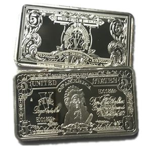 10 pezzi Il lingotto placcato argento da 5 dollari 50 mm x 28 mm Moneta da collezione americana decorazione per la casa bars231H