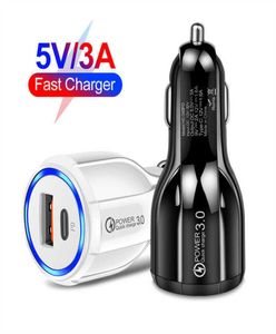 18W QC30 USB Telefon 3A Power Outlet Adapter PD Typec Fast Car Charger för Xiaomi Samsung iPhone 13 12 11Pro2338989