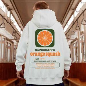Ny Orange Squash Graphic Print Mens Sweatshirt Autumn Casual Y2K Vintage Pullover Hoodies Pocket Fleece Streetwear Clothes
