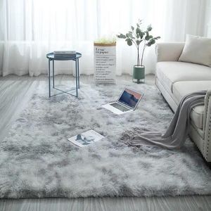 Tapetes Nordic Plush Tapete Macio Anti-Slip Quarto Mat Absorção de Água Sala de Estar Faux Fur Área Tie-Tingimento Tapete Floor Blanket2925