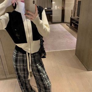 designer 23 early autumn niche design panda color cross cardigan fashionable and versatile top XLFW