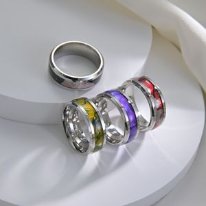 Colorful Titanium Steel Natural Stone Rings Band Stainless Steel Wedding Ring for Men Women Fashion Jewelry