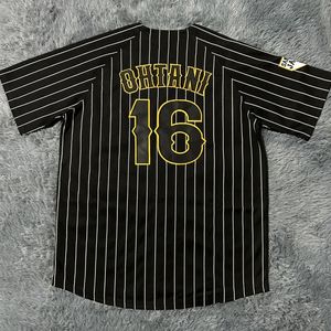 Beyzbol Jersey Japonya 16 Ohtani Büyük Boy Dış Mekan Giyim Nakış Dikiş Beyaz Çizgiler Yaz Hip Hop Yüksek Sokak T-Shirts 240305