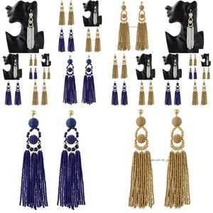 Charm Idealway 6 Colors Fashion Ball Long Chain Beaded Tassel Bohemian Earrings For Women Jewelry Drop Delivery Dhgarden Dhjgm