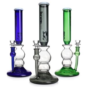 Phoenixstar Recycler Bong Straight Glass Water Pipe With Double Honeycomb Percs Glass Smoking WaterPipe Bong 12'' Water Pipe Hookahs Unique Glass Bong