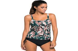 Pa meng New Sexy LargeSize Swimsuit Halter CrossCamouflage Printed TwoPiece Swimsuit 419371116061