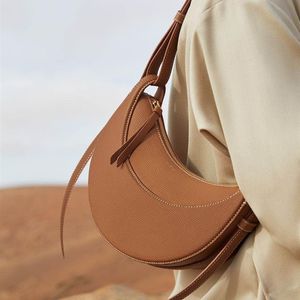 Neue Polen Echtleder Umhängetaschen Mondform Unterarm Geldbörsen und Handtaschen Damen Französische Designer Umhängetasche 2024 Neue Damen Satteltasche Halbmondkupplungen 2631