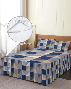 Юбка на кровать, эластичное покрывало с геометрическим треугольником и наволочками, защитный чехол для матраса, комплект постельного белья, простыня