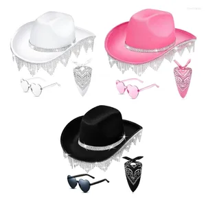 Basker rollplay cowboy hattar för kvinnlig westernstyle hatt huvudduk hjärta solglasögon Bachelorettes Party Costume Decors