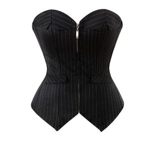 Czarne w paski w stylu garnituru Shapewear Kobiety Overbust Zapip Bustier bez ramiączek Corselet Slim Body Shaper plus rozmiar S6xl Corset Tops6854598