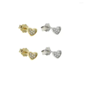 Stud Küpeler Moda Avrupa Altın/Gümüş Kadın Kalp Şeklinde Gümüş Renk Kulakları CZ Takı Tinik Sevimli Sevgili Hediye