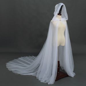 Summer Wedding Cape Płaszcz Wedding Bride Shawl Kobiet Hood Tiulle Cape Maxi Soft Mesh Cloak Płaszcz Dorosły Bridal Wrap 240309